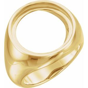 14K Yellow Gold 17.9 Mm Bezel Set Polished Coin Frame Bezel Ring Mounting Size 10