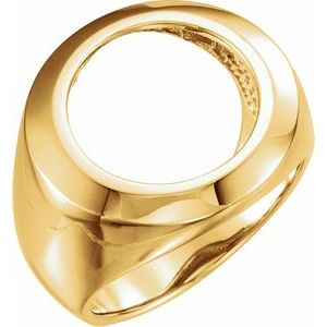 10K Yellow Gold 16.5 Mm Tab Back Polished Coin Frame Bezel Ring Mounting Size 9.75
