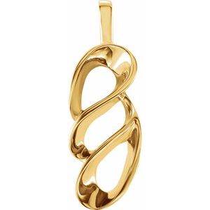 10K Yellow Gold 25 X 8.5 Mm Polished Freeform Pendant
