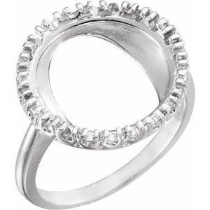 Sterling Silver 13.9 Mm Prong Set Polished Coin Frame Ring Mounting Size 7