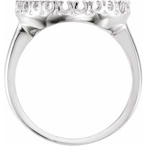Sterling Silver 13.9 Mm Prong Set Polished Coin Frame Ring Mounting Size 7