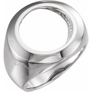 Sterling Silver 16.5 Mm Tab Back Polished Coin Frame Bezel Ring Mounting Size 9.75