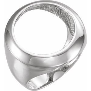 Sterling Silver 17.9 Mm Tab Back Polished Coin Frame Bezel Ring Mounting Size 10