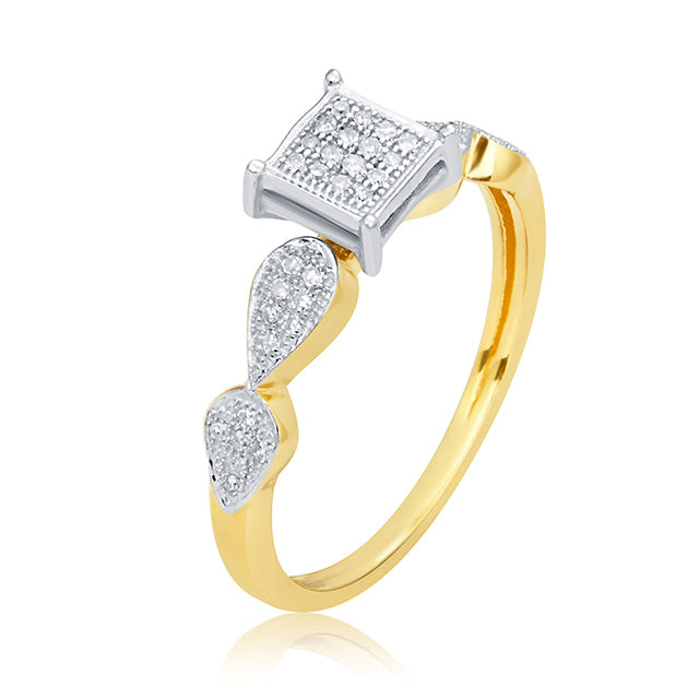 10K Yellow Gold 0.13 Cttw Diamond Ladies Micropave Rings