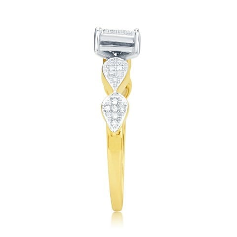 10K Yellow Gold 0.13 Cttw Diamond Ladies Micropave Rings