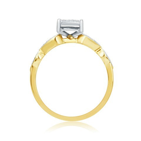 10K Yellow Gold 0.13 Cttw Diamond Ladies Micropave Rings