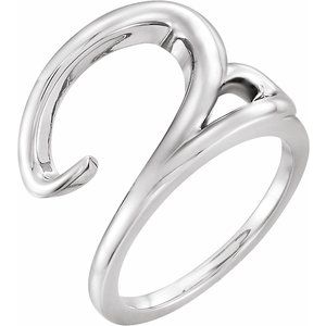 14K White Gold Polished Freeform Ring Size 7