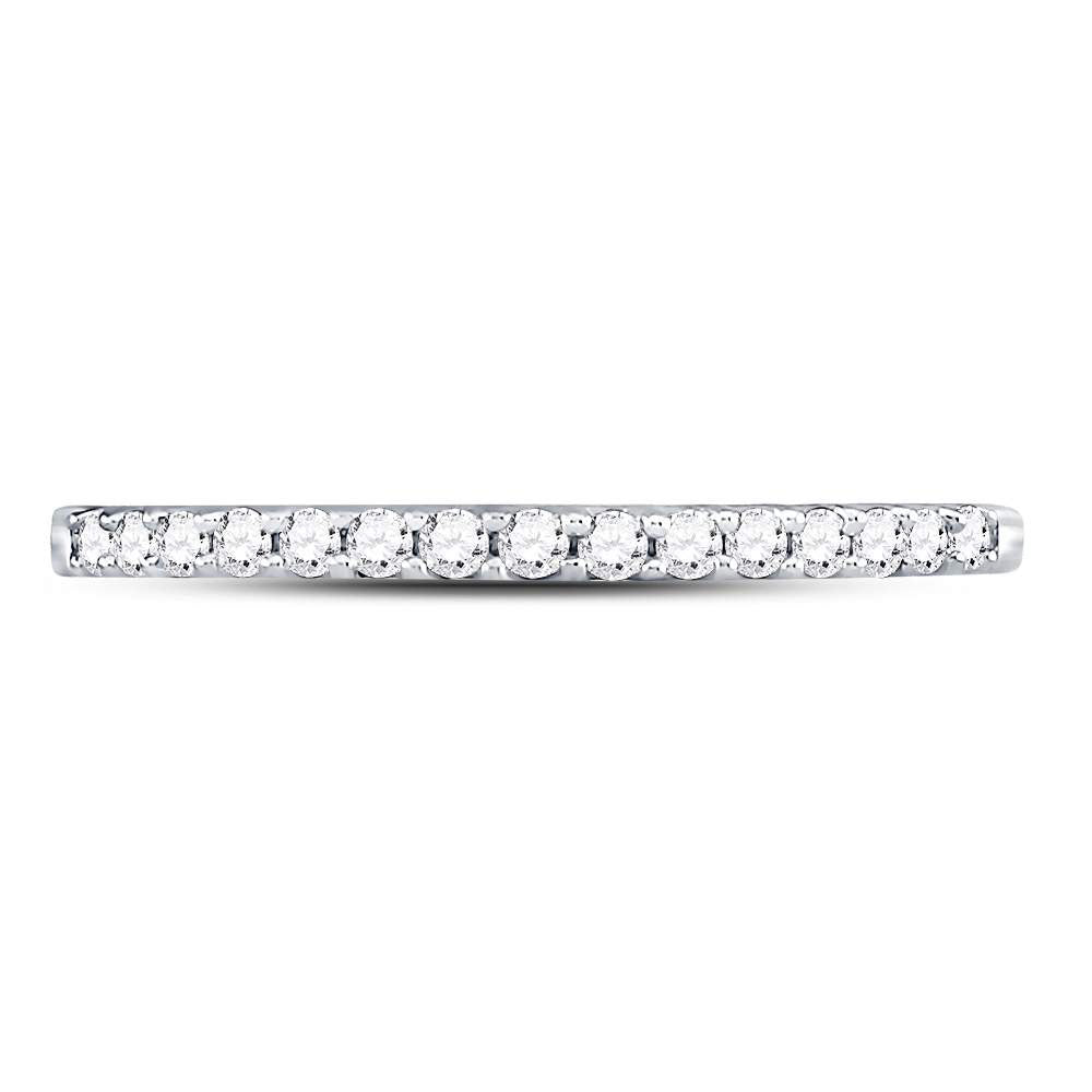 14K White Or Yellow Gold Womens Round Diamond Wedding Single Row Band , Womens Size: 5-10
