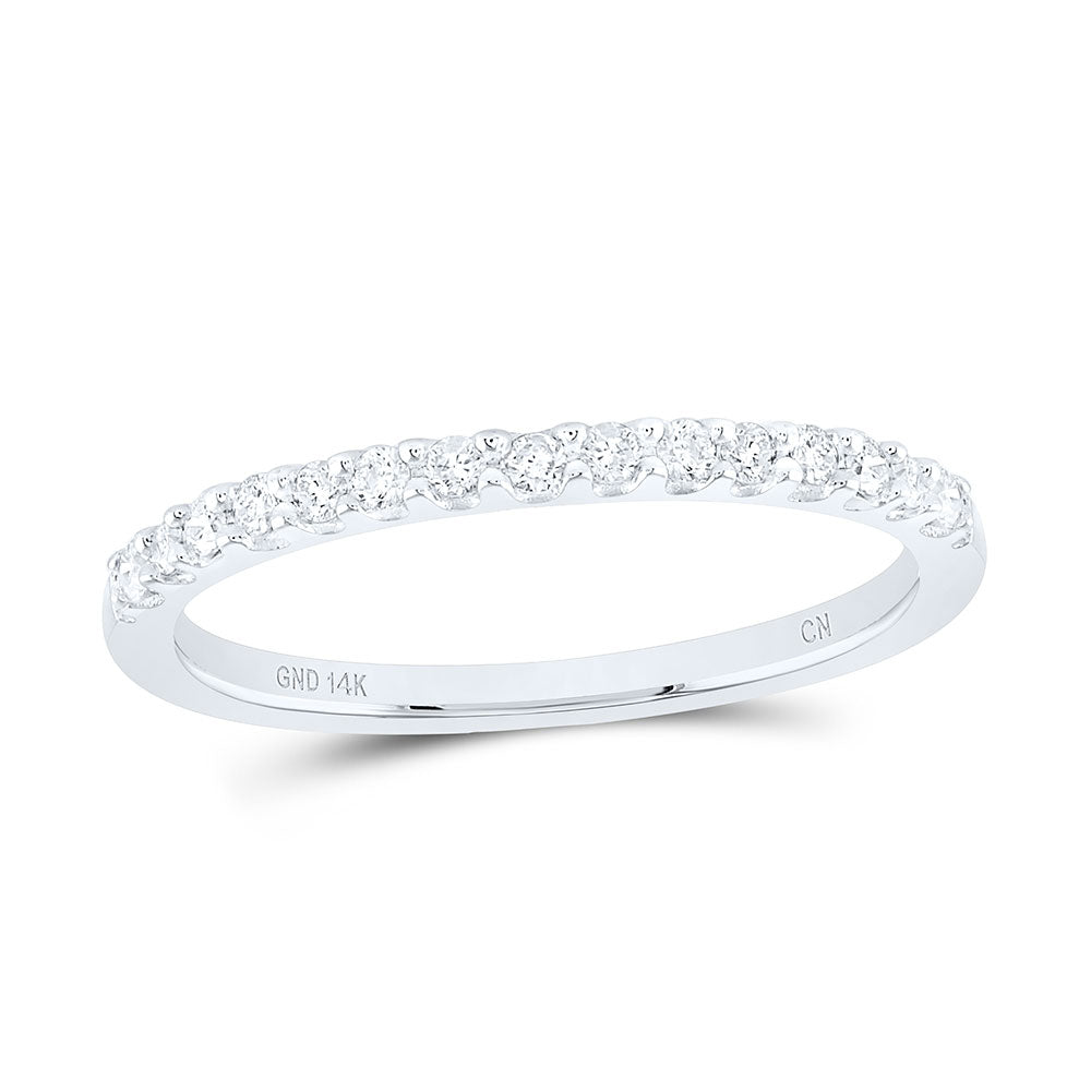 14K White Or Yellow Gold Womens Round Diamond Wedding Single Row Band , Womens Size: 5-10