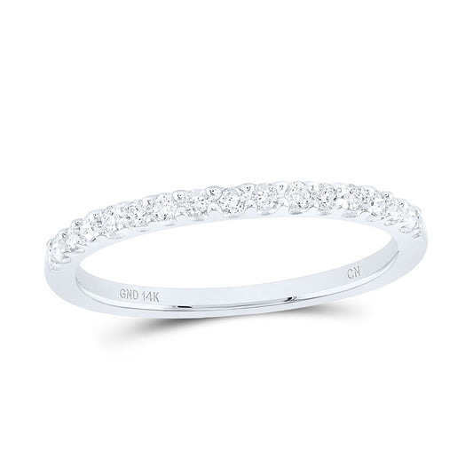 14K White Or Yellow Gold Womens Round Diamond Wedding Single Row Band , Womens Size: 5-10