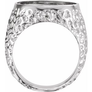 14K White Gold 17.9 Mm Bezel Set Polished Coin Frame Bezel Ring Mounting Size 11