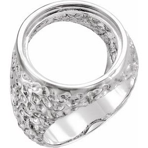 14K White Gold 17.9 Mm Bezel Set Polished Coin Frame Bezel Ring Mounting Size 11