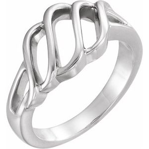 14K White Gold 9.5 Mm Polished Freeform Ring Size 7