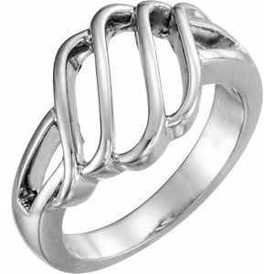 14K White Gold 12.5 Mm Polished Freeform Ring Size 7