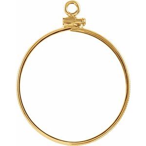 14K Yellow Gold 26.5 Mm Screw Top Polished Screw-Top Coin Edge Coin Frame Bezel Dangle