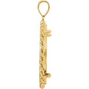 14K Yellow Gold 30 Mm Tab Back Polished Rope Coin Frame Bezel Pendant
