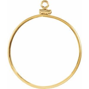 14K Yellow Gold 32.7 Mm Screw Top Polished Coin Edge Coin Frame Bezel Pendant