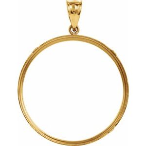 14K Yellow Gold 32.7 Mm Tab Back Polished Coin Frame Bezel Pendant
