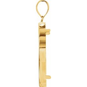 14K Yellow Gold 30 Mm Tab Back Polished Coin Frame Bezel Pendant