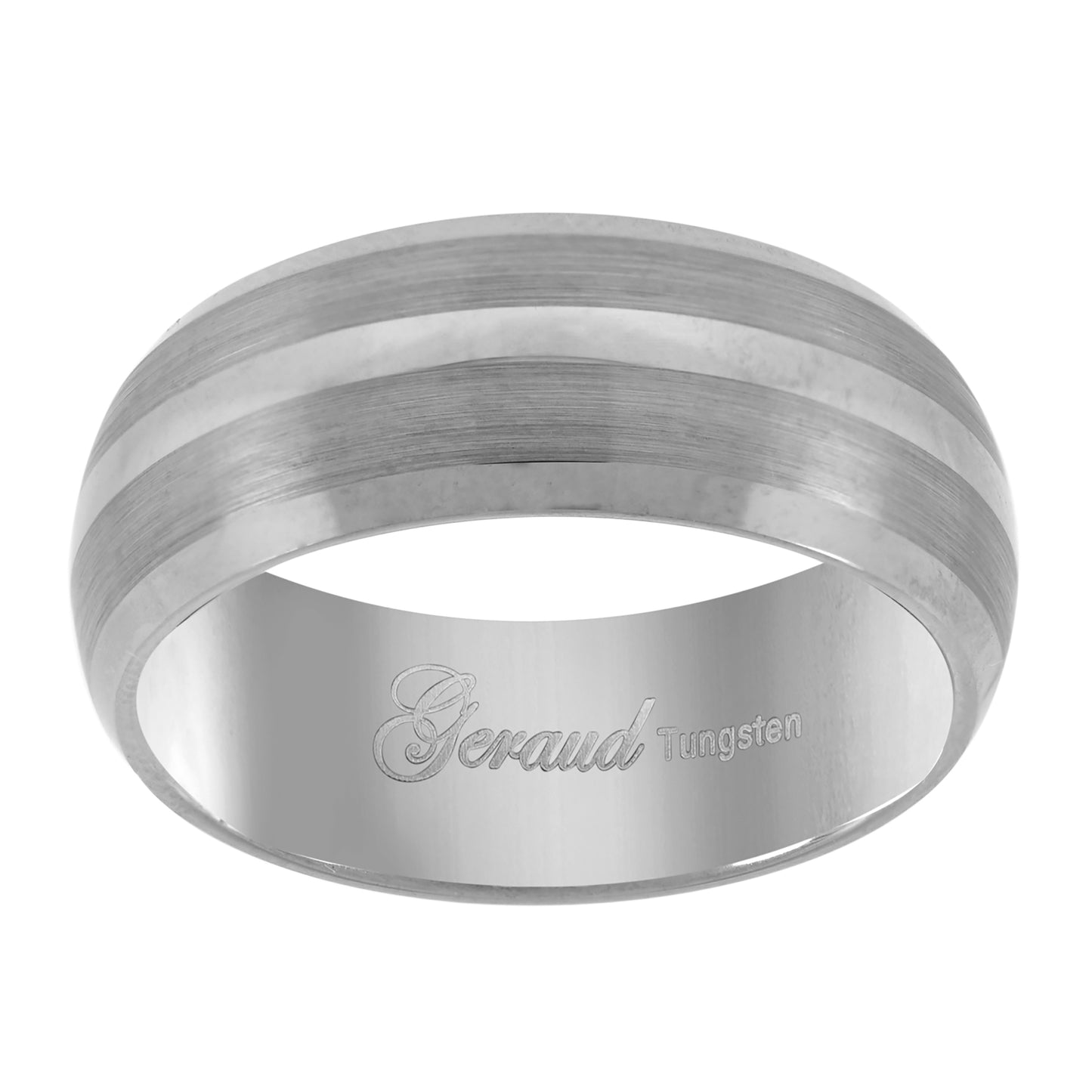 Tungsten Brushed Sides Center Polished Mens Comfort-fit 8mm Sizes 7 - 14 Bridal Anniversary Engagement Wedding Band
