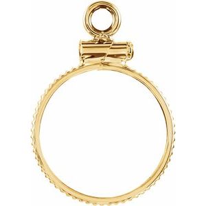 14K Yellow Gold 14.2 Mm Screw Top Polished Coin Edge Coin Frame Bezel Pendant