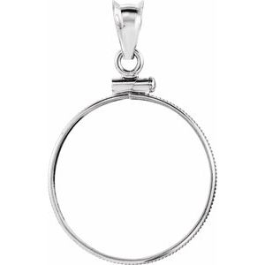 14K White Gold 22 Mm Screw Top Polished Coin Edge Coin Frame Bezel Pendant