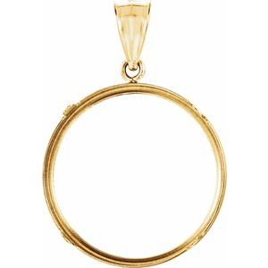 14K Yellow Gold 22.5 Mm Tab Back Polished Coin Frame Bezel Pendant