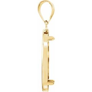 14K Yellow Gold 22.5 Mm Tab Back Polished Coin Frame Bezel Pendant