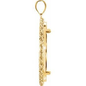14K Yellow Gold 32.7 Mm Tab Back Polished Rope Coin Frame Bezel Pendant