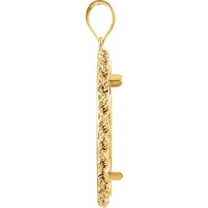 14K Yellow Gold 27.4 Mm Tab Back Polished Rope Coin Frame Bezel Pendant