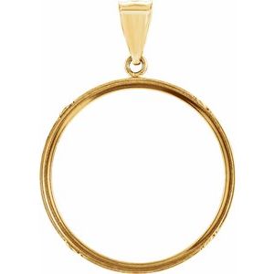14K Yellow Gold 27 X 2 Mm Polished Coin Frame Bezel Pendant