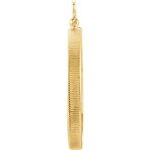 14K Yellow Gold 27 Mm Screw Top Polished Coin Edge Coin Frame Bezel Pendant