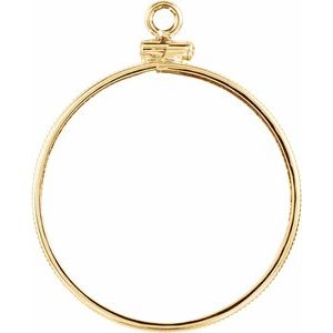 14K Yellow Gold 27 Mm Screw Top Polished Coin Edge Coin Frame Bezel Pendant