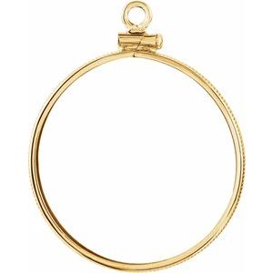 14K Yellow Gold 27 Mm Screw Top Polished Coin Edge Coin Frame Bezel Pendant