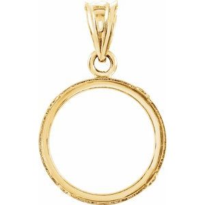 14K Yellow Gold 13 Mm Tab Back Polished Coin Frame Bezel Pendant