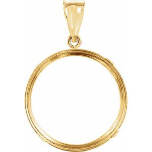 14K Yellow Gold 22 Mm Tab Back Polished Coin Frame Bezel Pendant