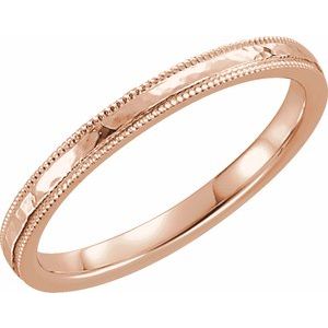14K Yellow Or White Or Rose Gold Or Sterling Silver Or Platinum Milgrain Edge Comfort-Fit Flat Band
