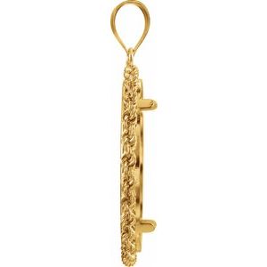 14K Yellow Gold 27 Mm Tab Back Polished Rope Coin Frame Bezel Pendant