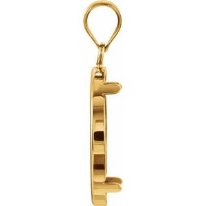 14K Yellow Gold 17.9 Mm Tab Back Polished Coin Frame Bezel Pendant
