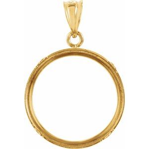 14K Yellow Gold 17.9 Mm Tab Back Polished Coin Frame Bezel Pendant