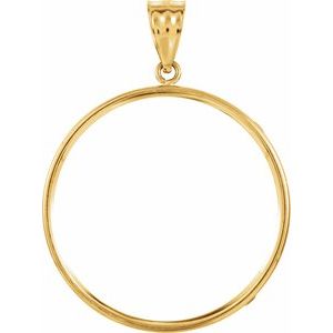 14K Yellow Gold 30 Mm Tab Back Polished Coin Frame Bezel Pendant