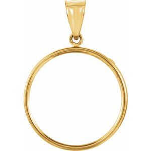 14K Yellow Gold 22.5 Mm Tab Back Polished Coin Frame Bezel Pendant