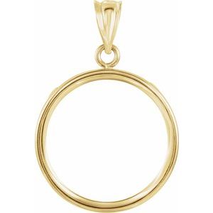 14K Yellow Gold 17.9 Mm Tab Back Polished Coin Frame Bezel Pendant