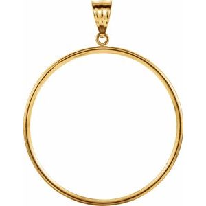 14K Yellow Gold 37 Mm Tab Back Polished Coin Frame Bezel Pendant