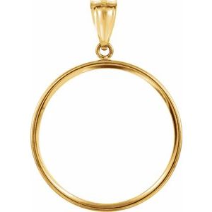 14K Yellow Gold 27 X 2 Mm Polished Coin Frame Bezel Pendant