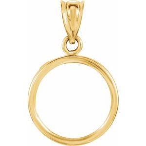 14K Yellow Gold 13 Mm Tab Back Polished Coin Frame Bezel Pendant