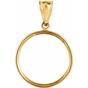 14K Yellow Gold 20 Mm Tab Back Polished Coin Frame Bezel Pendant