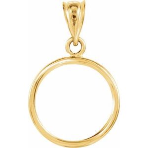 14K Yellow Gold 14 Mm Tab Back Polished Coin Frame Bezel Pendant