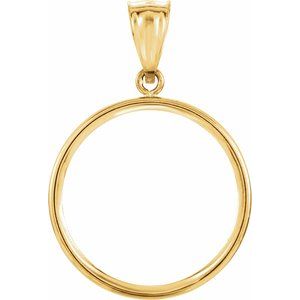 14K Yellow Gold 22 Mm Tab Back Polished Coin Frame Bezel Pendant