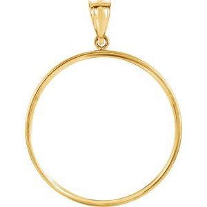 14K Yellow Gold 32.7 Mm Tab Back Polished Coin Frame Bezel Pendant
